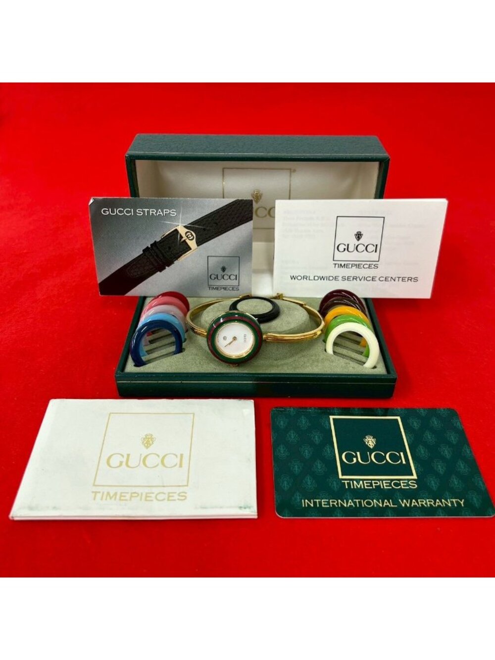 Gucci Vintage Change Bezel Sherry Line Quartz Wristwatch Gold Watch